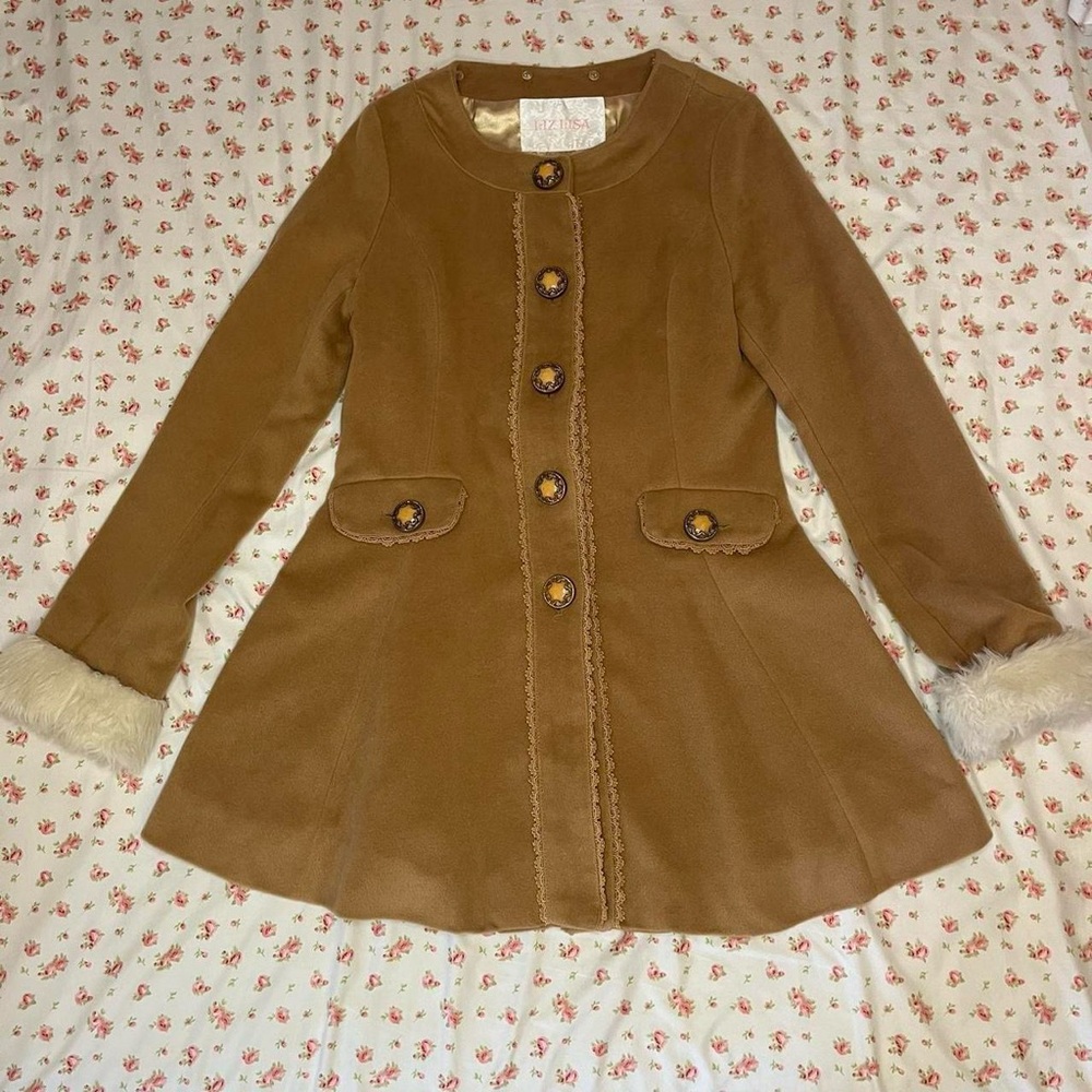LIZ LISA Tan Coat with Decorative Buttons